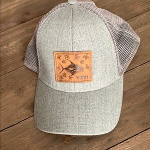 Yeti Gray Cap with Leather Fish Patch